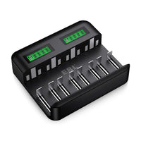 1 x RAW Customer Returns EBL Battery Charger for AA AAA CD NI-MH Batteries Type C Input Fast Charger, LCD Display Battery Charger 8 Way - RRP €19.73