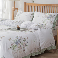 1 x RAW Customer Returns Freyamy bed linen 155x220cm 2-piece white colorful flowers ruffles reversible bed linen microfiber soft bedding sets romantic girls duvet cover with zipper and pillowcase 80x80cm - RRP €37.27