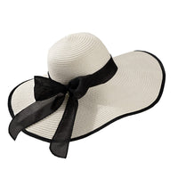 1 x RAW Customer Returns HOLEMZ Straw Hat Foldable Sun Hat Breathable Beach Hat Large Adjustable with Wide Brim Sunscreen UV Protection Roll Up for Women Ladies Fisherman Outdoor Tourism White - RRP €18.14