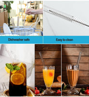 1 x RAW Customer Returns Glass straws reusable 13 pieces - 5 curved glass straws and 5 straight glass straws 15cm with 3 cleaning brushes, suitable for bubble tea, cocktail, juices, slush - RRP €6.04