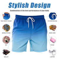 1 x RAW Customer Returns Vorvowry Men s Swim Trunks Quick Drying Waterproof Swimwear Boxers with Pocket Summer Men s Shorts Gradient Color for Swimming Running Fitness L Dark Blue Top - RRP €24.0