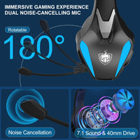 1 x RAW Customer Returns PHOINIKAS Wireless Gaming Headset, 2.4GHz Wireless PS4 Headset, USB Dongle for PS4 PS5 PC Switch, 7.1 Stereo, Detachable Microphone with Noise Cancelling, LED Lights - RRP €43.62