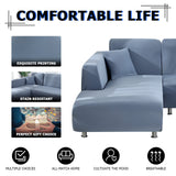 1 x RAW Customer Returns Lydevo Sofa Cover Corner Sofa L Shape Sofa Throws Stretch Sofa Cover L Shape Right or Left with Two Cushion Covers Washable Universal Couch Cover L Shape Sofa Cover L Shape 2 Seater 2 Seater, Blue Grey  - RRP €43.36