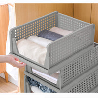 1 x RAW Customer Returns 4 Pack Plastic Storage Boxes Shelf Baskets Foldable Wardrobe Storage Boxes Desktop Decorative Basket Kitchen Drawer Inserts Stackable Transport Boxes Cabinet Container Cube Office Organizer-Gray - RRP €37.89