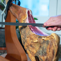 1 x RAW Customer Returns Jamonprive Walnut Lacquered Ham Holder and Non-Slip Rubber Knife Chair - Ham holder ideal for Serrano and Iberian Ham - RRP €35.99