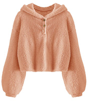 1 x Brand New YBENLOVER Children s Girls Hooded Pullover Fleece Hoodie Sherpa Sweatershirt Warm Teddy Jumper, Orange, 5-6 Years - RRP €24.88