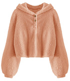 1 x Brand New YBENLOVER Children s Girls Hooded Pullover Fleece Hoodie Sherpa Sweatershirt Warm Teddy Jumper, Orange, 5-6 Years - RRP €24.88