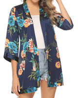 2 x RAW Customer Returns Gyabnw Cardigan Women s Summer Kimonos Women s Beach Cardigan Floral Women s 3 4 Sleeve Elegant Chiffon Cardigan Beach Cover Up - RRP €39.5