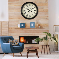 1 x RAW Customer Returns DIYZON Round Classic Wall Clock, Silent Non Ticking, 40cm Extra Large High Quality Quartz Vintage Clock, Rome Retro Decorative Clock, Battery Operated, Easy to Read for Home, Kitchen, Living Room - RRP €35.99