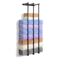 3 x Brand New Emfogoo towel holder wall, guest towel holder, bathroom towel shelf with drilling towel hook, 3 bars metal towel rail bath sheet towel storage bathroom black  - RRP €90.72