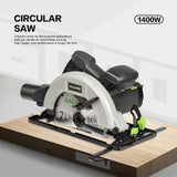 1 x RAW Customer Returns GALAX PRO Circular Saw, 1400W 5500RPM Electric Saw, Cut 62mm 90 , 42mm 45 , Blade 185mm, Metal Guide, Pure Copper Motor, Wood, Thin Metal, Plastic GP76321L - RRP €52.12