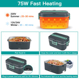 1 x RAW Customer Returns XREXS 1.8L Electric Heated Lunch Box, 75W Portable Food Warmer for Car, Truck Office Home - Large Capacity, 3 in 1 220V 12V 24V Lunch Box with Fork Spoon and Insulated Carrying Bag - RRP €25.99