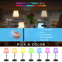 1 x RAW Customer Returns Postlucky Wireless Table Lamp Rechargeable LED Table Lamp Dimmable 8 Colors RGB Remote Control Desk Lamp IP44 Waterproof Bedside Lamps Bars Restaurants Black-A  - RRP €32.26