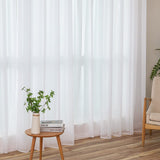 1 x RAW Customer Returns MIULEE Short Curtains with Eyelets Transparent Look Curtain Eyelet Curtain Eyelet Curtain Transparent Sheer Curtain Short for Bedroom Living Room 140 x 137 cm W x H Set of 2 White - RRP €21.17