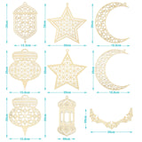 34 x Brand New 9 Pieces Wooden Pendant Ornaments Hollow Ramadan Kareem Decoration Star Moon Wind Light Shaped Hanging Ornament Happy Eid Hanging Sign for Ramadan Mubarak Eid Party - RRP €693.6