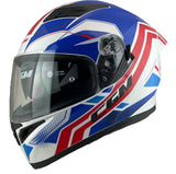 1 x RAW Customer Returns CGM Full Face Helmet with White and Blue Solar Goggles 360S KAD Race Fiberglass S  - RRP €97.42