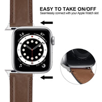 1 x RAW Customer Returns GerbGorb Apple Watch Strap Leather Compatible with Apple Watch Strap 49mm 45mm 44mm 42mm Leather Replacement Strap with iWatch Series Ultra SE SE2 8 7 6 5 4 3 2 1 Women Men Dark Brown Silver Buckle - RRP €22.99