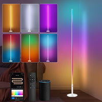 1 x RAW Customer Returns Fortand Floor Lamp, WiFi RGBCW LED Dimmable Compatible with Alexa Google Home, Modern RGB Corner Living Room Light, Multicolor with Remote Control APP Control, 147CM - RRP €61.96