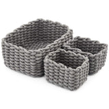 1 x RAW Customer Returns EZOWare Pack of 3 Cotton Storage Baskets, Knitted Basket Organizers for Baby Room, Storage of Small Household Items, Living Room Grey  - RRP €28.4