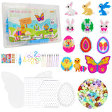 1 x RAW Customer Returns JSTC Iron Beads Easter Plates Set, Egg Rabbit Butterfly Crafts with 2500 Beads 4 Pegboards 12 Pattern Templates Pinboard Accessories for Children Boys Girls Gift - RRP €10.07