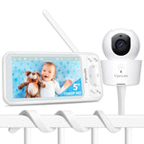 1 x RAW Customer Returns Yonvim 5 1080P HD Baby Monitor with Camera, Video Baby Monitor 5000mAh Battery, 2 Mounts, Adjustable Night Light, Without WiFi, Long Range, 2-Way Talk, Remote PTZ, VOX Mode, 4X Zoom - RRP €141.17