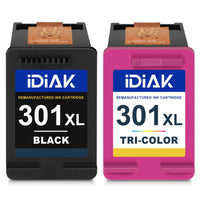 1 x RAW Customer Returns IDIAK 301XL Printer Cartridges Replacement for HP 301 Printer Cartridges Black Color Multipack for Envy 4500 4504 5530 5532 DeskJet 1510 2540 1050 3050 2050 2510 OfficeJet 2622 4630 - RRP €29.99