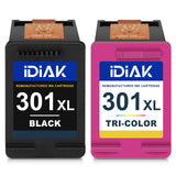 1 x RAW Customer Returns IDIAK 301XL Printer Cartridges Replacement for HP 301 Printer Cartridges Black Color Multipack for Envy 4500 4504 5530 5532 DeskJet 1510 2540 1050 3050 2050 2510 OfficeJet 2622 4630 - RRP €29.99