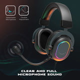 1 x RAW Customer Returns FIFINE Gaming Headset with Microphone, Over Ear Headphones with Cable, USB Headset for PC PS4 PS5, RGB Headphone with 3 EQ Modes, Surround Sound and Ear Pads - RRP €40.57