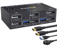 1 x RAW Customer Returns USB 3.0 DP KVM Switch 2 PC 2 Monitors, 4K 144Hz Extended Display, Dual Monitor KVM Switch Displayport 1.4, 2 Monitor KVM Switch for 4 USB Devices, Keyboard Mouse, with 2 USB3.0 and 2 DP Cables - RRP €84.84