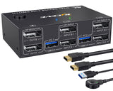 1 x RAW Customer Returns USB 3.0 DP KVM Switch 2 PC 2 Monitors, 4K 144Hz Extended Display, Dual Monitor KVM Switch Displayport 1.4, 2 Monitor KVM Switch for 4 USB Devices, Keyboard Mouse, with 2 USB3.0 and 2 DP Cables - RRP €84.41