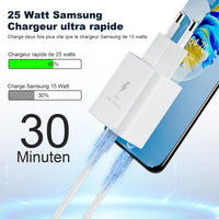 1 x RAW Customer Returns Samsung 25W Super Fast Charger for Samsung Galaxy A34 A54 A15 A14 A13 5G, S23 S22 S24 S21 FE S23 S23 Ultra S22 S20 Plus Note 20 A53 A52 A51 A72 S10 S9 Z Flip 4, with 2M Type C Cable,White - RRP €15.7