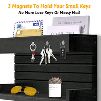 1 x RAW Customer Returns Key board with shelf Wall key holder with 4 double key hooks Wooden key board Shelf key organization Mail organization Rustic home decor for the entrance area - RRP €31.99