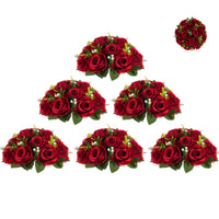 1 x RAW Customer Returns BLOSMON Bouquet Flower Arrangements Artificial Decoration Rose 6 Pcs Carmine Red Artificial Bouquet Flowers Table Decoration Flower Ball Valentine s Day Bouquet Real Roses for Wedding Mother s Day Gift - RRP €53.98