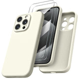 1 x RAW Customer Returns ORNARTO for iPhone 15 Pro Case with Camera Protection and 2 Screen Protectors, Liquid Silicone Phone Case iPhone 15 Pro 6.1 inch, Shockproof iPhone 15 Pro Protective Case with Microfiber - Starlight - RRP €17.99