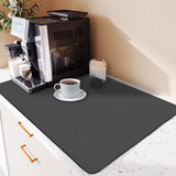 1 x RAW Customer Returns SOQKEEN Dish Draining Mat, 50 x 40 cm Coffee Machine Mat Absorbent Drying Mat with Dirt-Repellent Rubber Sole Dish Draining Mat Sink for the Kitchen, Coffee Machine Dark Gray  - RRP €16.0