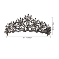 1 x RAW Customer Returns Lurrose Hair Accessory Bridal Jewelry Diadema Nuziale Baroque Rhinestone Crown Black for Wedding - RRP €28.42