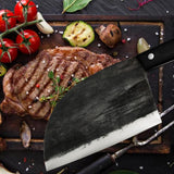 1 x RAW Customer Returns Promithi Handmade Japanese Chef Knife Serbian Butcher Knife Boning Knife Santoku Knife Meat Knife Paring Knife Utility Knife Kitchen Knife Chopping Knife for Cleaver Chopper, With Leather Sheath - RRP €32.98