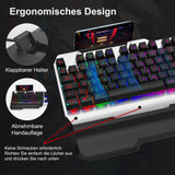 1 x RAW Customer Returns GALENMORO Keyboard Mouse Set - Gaming Keyboard with LED RGB Backlight QWERTZ DE Layout Mechanical Wired Gaming Mouse Aluminum Surface and Wrist Rest Black  - RRP €35.95