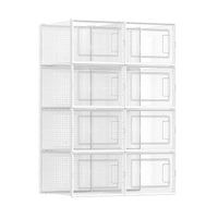 1 x RAW Customer Returns SONGMICS shoe boxes, set of 8, plastic shoe organizer, foldable and stackable, for shoes up to size 46, transparent-white LSP08MWT - RRP €31.56