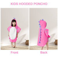 1 x Brand New Shalwinn Children s Towel Cotton Hooded Cartoon Dinosaur Bathrobe Bath Poncho Towel for Boys Girls, 0-4 Years, Pink - RRP €21.71