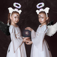 1 x Brand New Weewooday 2 Pieces Angel Costume Set Including Angel Wings with Angel Headband Angel Wings Suit with Elastic Bands for Children Adults Halloween Carnival Cosplay Red, White  - RRP €20.4