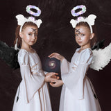 1 x Brand New Weewooday 2 piece angel costume set including angel wings and angel headband angel wing costume with elastic bands for children adults Halloween carnival cosplay red, white  - RRP €19.2