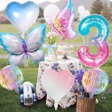 2 x Brand New Butterfly Balloons 7th Birthday Decoration for Girls Giant Number 7 Mylar Foil Balloon Gradient Pink Colorful Butterfly Foil Balloon 7 Years Old Butterfly Theme - RRP €14.14