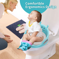 1 x RAW Customer Returns Children s toilet seat WC seat for boys and girls Children s toilet seat with cushion handle and backrest WC trainer for round and oval toilets blue - RRP €24.23