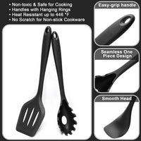 1 x RAW Customer Returns 15 Pieces Kitchen Cooking Utensils Set, Silicone Kitchen Helper Set with Utensil Holder, Heat Resistant Cooking Cutlery Set, Dishwasher Safe, Non-Stick Coated Black  - RRP €25.99