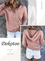 1 x RAW Customer Returns Dokotoo Women s Button Down Hoodie Pullover Long Sleeve Autumn Winter Sweatshirt Tops Jumper, Pink, XL - RRP €40.33