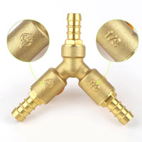 1 x RAW Customer Returns SWAWIS 3-way hose connector shut-off valve distributor water hose connection ball valve shut-off valve brass connection hose nozzle with 3 hose clamps for hose ID 10 mm-11 mm - RRP €14.11