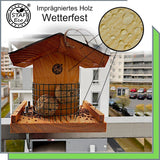 1 x RAW Customer Returns STAFECO bird feeder bird house for balcony weatherproof feeder handmade from natural wood bird house for hanging in the garden and balcony garden birds - RRP €39.85