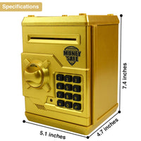 1 x RAW Customer Returns HUSAN Electronic Money Box for Kids, Money Box Password Piggy Bank Toy Festival Birthday Gifts for Children Gold  - RRP €25.99