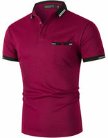 1 x RAW Customer Returns GNRSPTY Men s Polo Shirts Short Sleeve Shirts Contrast Color Cotton Polo Shirt Golf T-Shirt S-XXL,Red,XXL - RRP €27.6